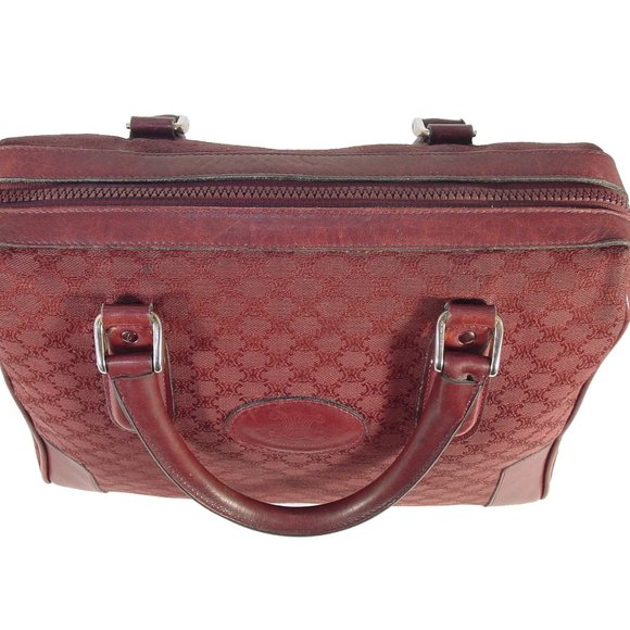 CELINE Vintage Bordeaux Macadam Canvas Boston Bag - Picture 5 of 13